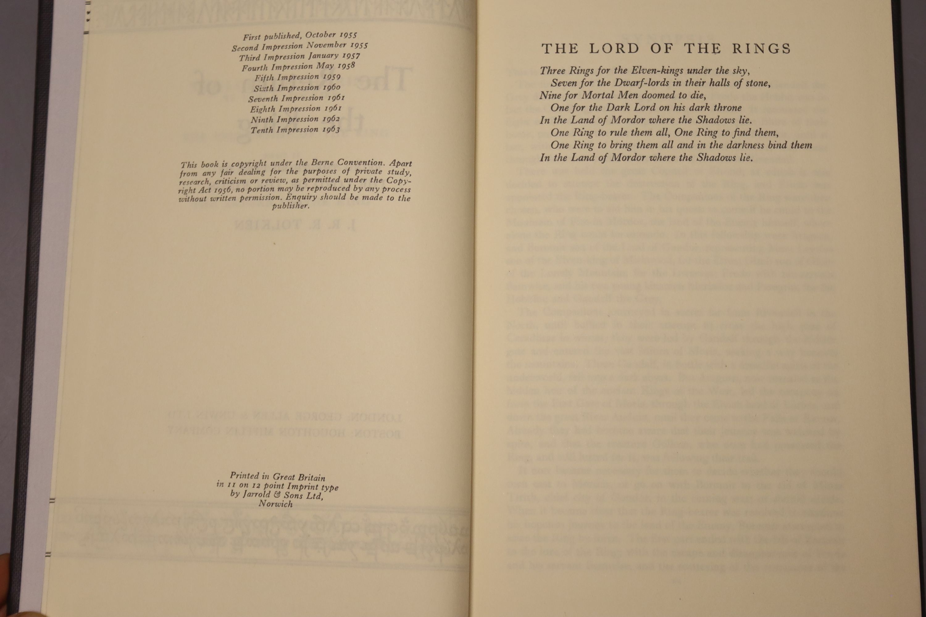 Tolkein, J.R.R. - The Fellowship of the Ring, The Two Towers, The Return of the King 1963, tenth and thirteenth impressions, deluxe edition in slip case